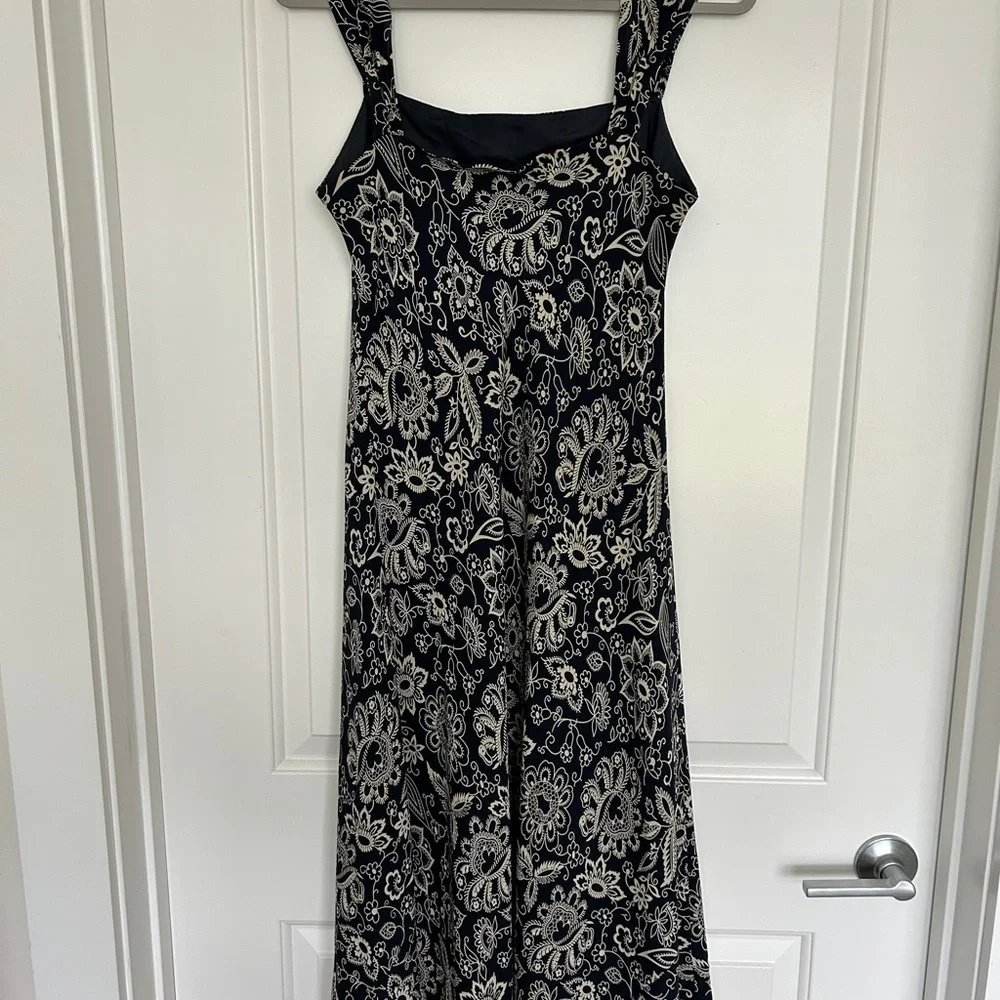 Lauren Ralph Lauren Navy Floral Paisley 100% Silk Midi Dress - Picture 4 of 5